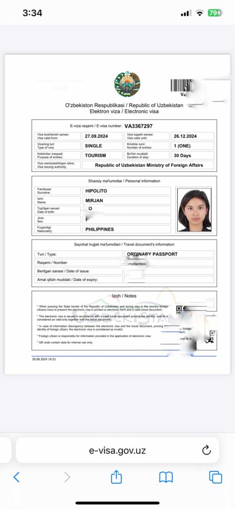 official uzbekistan evisa
