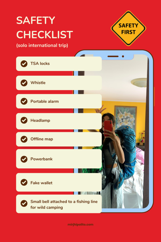 first solo international trip - safety checklist