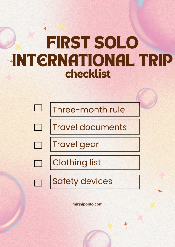 First solo international trip checklist