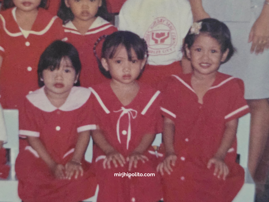 To be a flight attendant in Philippines; Mirjan (left-most) in her childhood